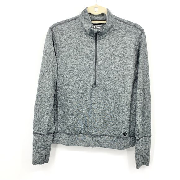 L.L. Bean Tops - LL Bean Women Size Small Pullover 1/4 Zip Long Sleeve Top Black Gray VentureSoft